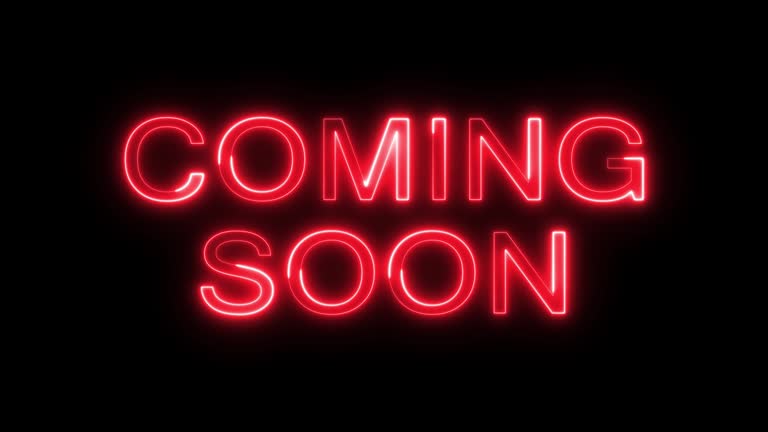 4k Glowing red neon text Coming Soon